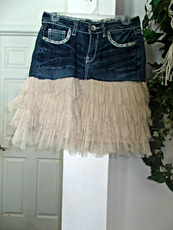 jean skirt with tulle