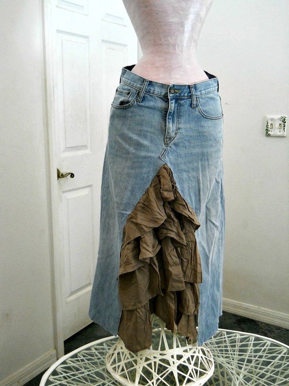 Tulle denim top maxi skirt