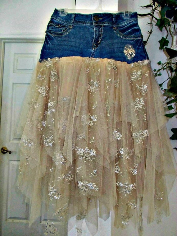 tan jean skirt