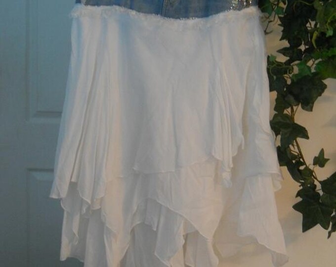 Fée Blanche Jean Skirt White Faerie Renaissance Denim Couture ...