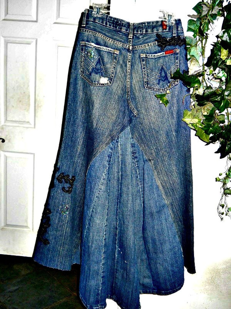 Seven for All Mankind vintage ballroom embellished jean skirt | Etsy