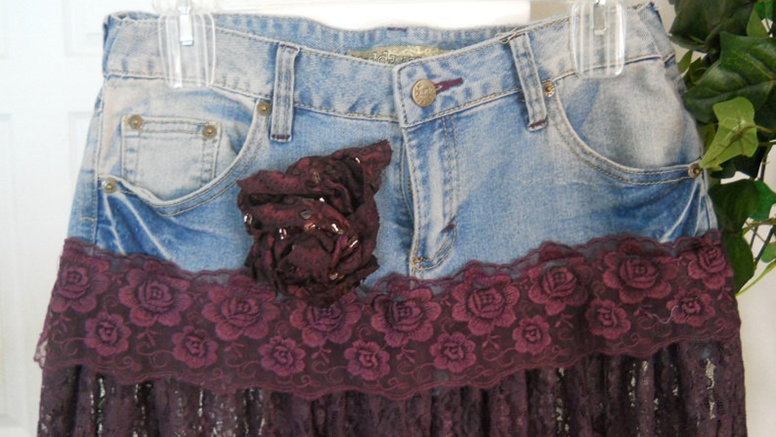 Violette jean skirt exquisite vintage purple lace Renaissance | Etsy