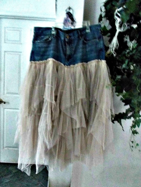 jean skirt with tulle