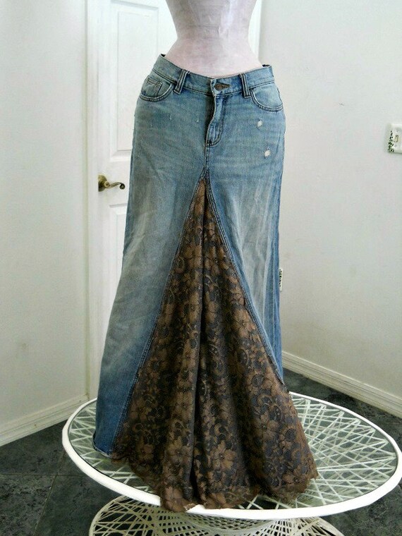 Items similar to Lauren ballroom jean skirt taupe lace Renaissance ...