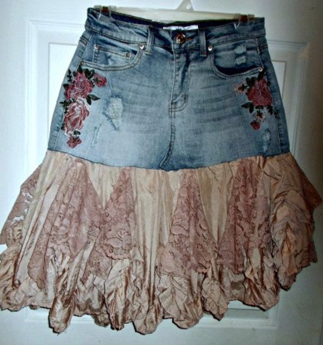 La Vie En Rose Vintage French Lace Jean Skirt Mauve Pink - Etsy