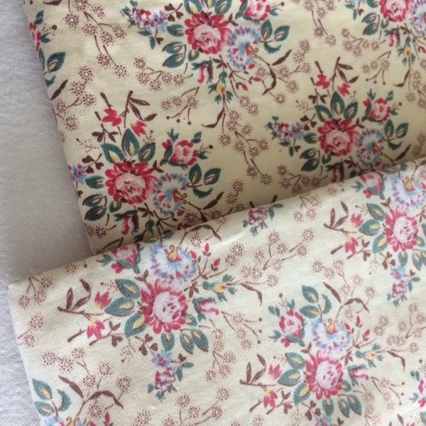 Vintage French eiderdown floral fabric - two good size pieces