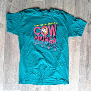 Vintage 1992 Cowabunga Road Race T-Shirt – Hanes Fifty-Fifty XL, Single Stitch Graphic Tee