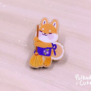 Wooden Shiba Inu Shopkeeper Pin