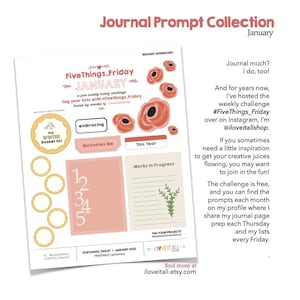 Aanbieding prompt kortstondige sticker collectie roze bloemen Clip Art junk Journal Supply afdrukbaar papier veevoeder Five Things Friday Challenge