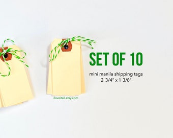 Manila Shipping Tag | Set of 10, Mini Tag, Junk Journal Supply, Small Parcel Hang Tag, Tan Label, Inventory Tag, Paper Ephemera, Card Making