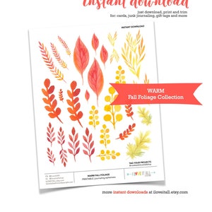 Warme en gezellige ephemera afdrukbare herfstgebladerte herfst sfeer blad ongewenste dagboek Digi Sticker oranje en gele Journaling collage blad illustraties
