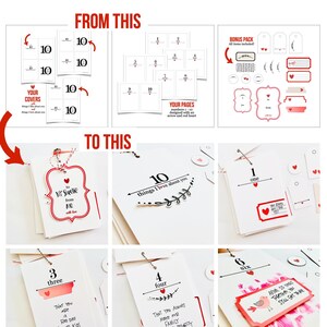 Kit de diario imprimible para hacer tú mismo, regalo romántico de aniversario de San Valentín, notas de amor, regalo para el cumpleaños de los padres, 10 cosas que me encantan, nos encantan