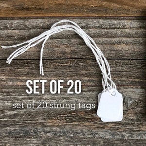 Small White Hang Tag with String Set of 20 Mini Gift Tag Junk Journal Supply Parcel Tag Scrapbooking Journal Spot Jewelry Packaging Micro image 1