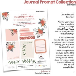 Aanbieding prompt kortstondige sticker collectie roze bloemen Clip Art junk Journal Supply afdrukbaar papier veevoeder Five Things Friday Challenge