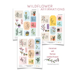 Wildflower Affirmations Kollektion | 3er Set Selbstliebe Selbstfürsorge Zitate Achtsamkeit Positives Denken Hoffnung Manifestationen