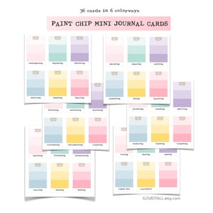 Ombre verf chipkaart afdrukbare set van 36 DIY mini boek dagboek-ing woorden momenteel journaling kaart nu schrijven prompt verhaal starter