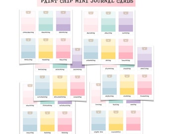 Ombre Paint Chip Card | Set of 36, DIY Mini Book Journal, Currently Journaling Card, Right Now, Writing Prompt, Story Starter, Mindfulness