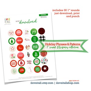 Kerstvakantie afdrukbaar, kerstflair, afdrukbare flair-knoppen, december dagelijks, junk journaling-benodigdheden, vandaag, vrolijk kerstfeest