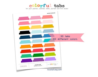 Printable Journal Tab, Rainbow Colored Page Divider, Page Flag, Instant Download, Planner Supply, Monthly Section, Digi Label Tag, Fussy Cut