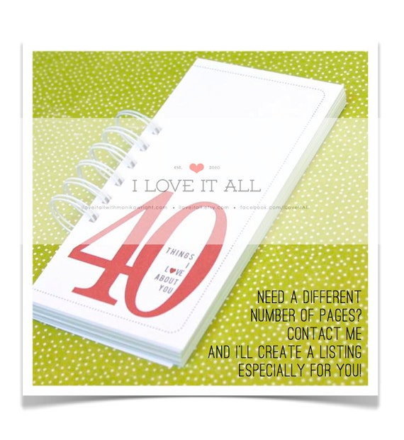 40 Things 30 Things 20 Things 50 Things I Love About You Etsy