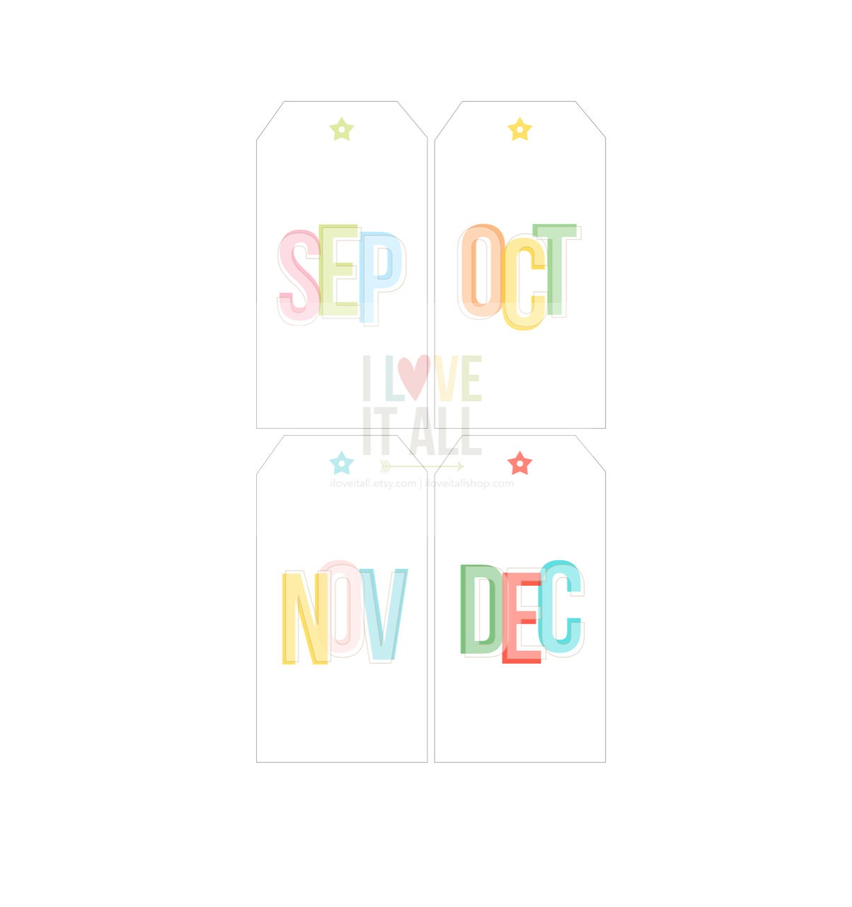 Months of the Year Printable Tags: DIY Journal Kit (digital Download ...