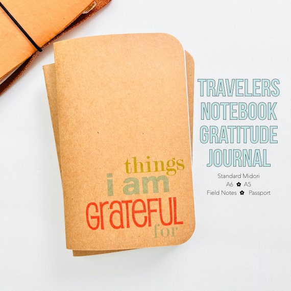 Kraft Travelers Notebook Gratitude Journal Mindfulness Gratefulness Cahier  Diary Passport Pocket Journal Things I Am Grateful for Insert 