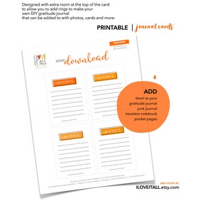 Dankbares Journal-Kartenset mit 4 Dankbarkeit Digi Orange Pumpkin Spice Dankbarkeit Printable Journaling Versorgung Gefütterte Notizkarte Niedliches Briefpapier
