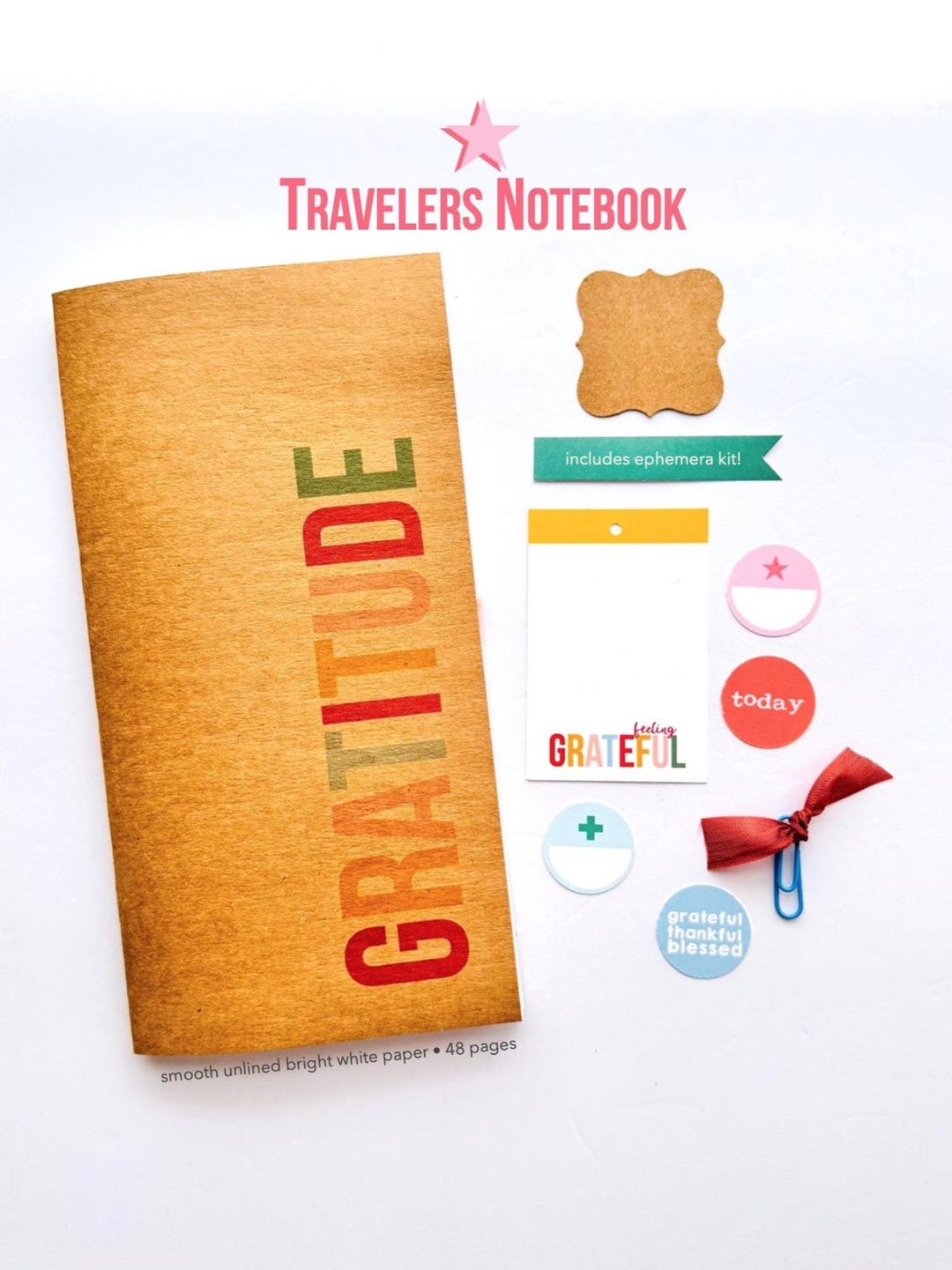 Travelers Notebook Gratitude Journal: Kraft Cardstock Diary With ...