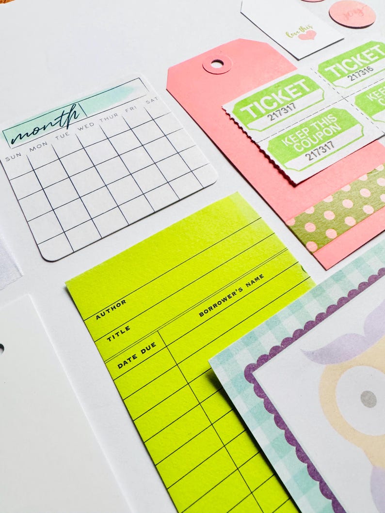 Library Stub Pink Paper Ephemera Kit: Junk Journal Embellishments, Collage Set - Etsy