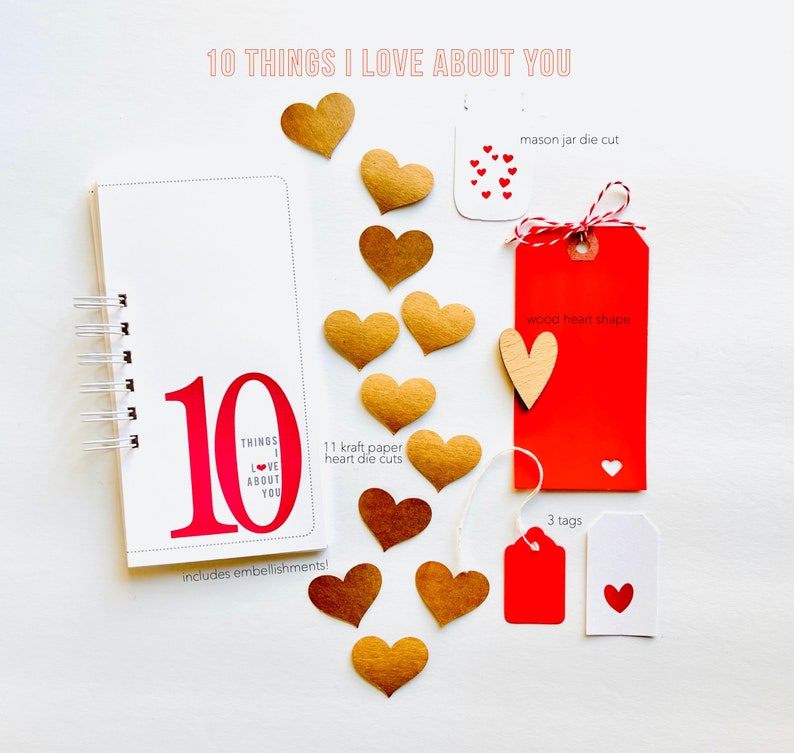 Romantic Paper Anniversary Gift Birthday Present 10 Things I Love About You Journal Love Ten Things We Love Notebook Gift for Boyfriend image 1