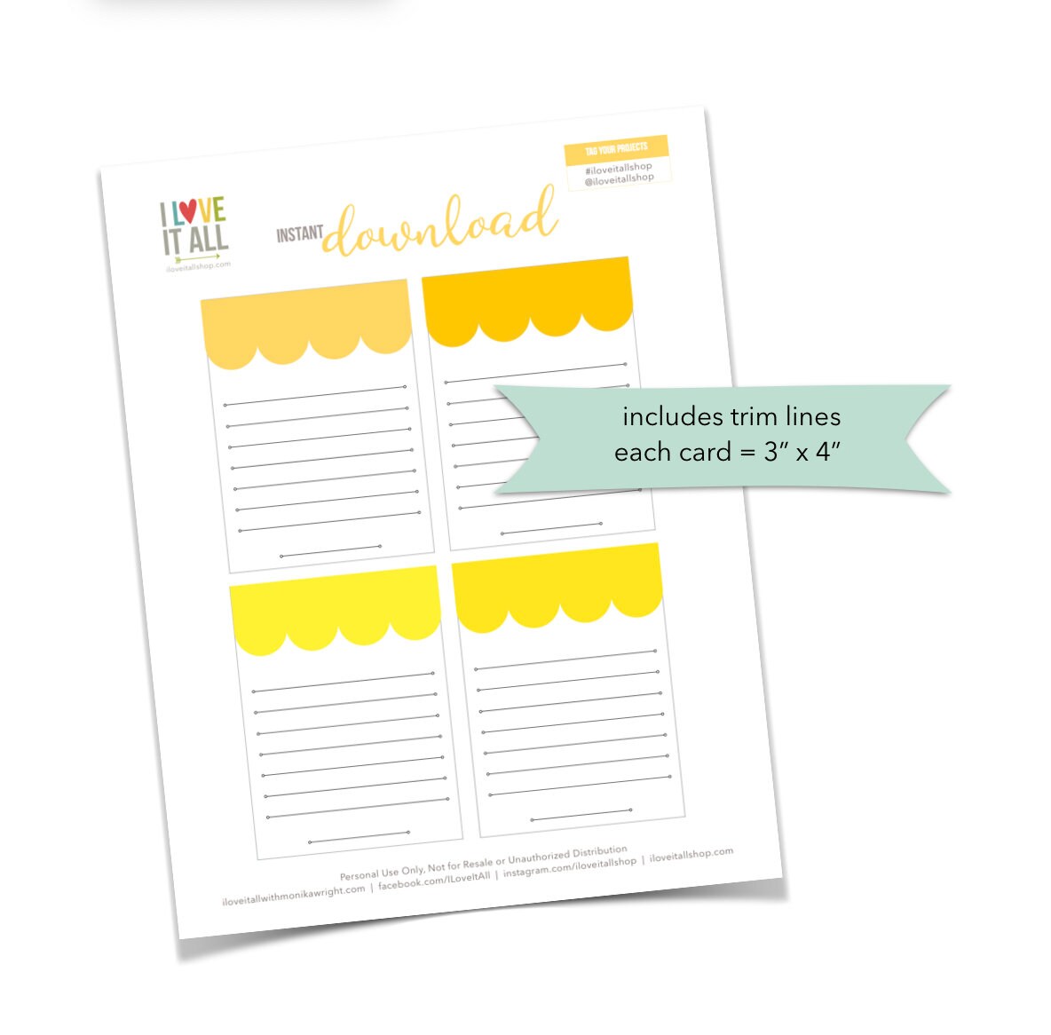 Yellow Scallop Journaling Cards Sunshine Gold Scallop Banner