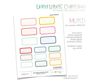 Cottagecore Lined Report Labels: Printable Junk Journal Stickers (Digital Download)