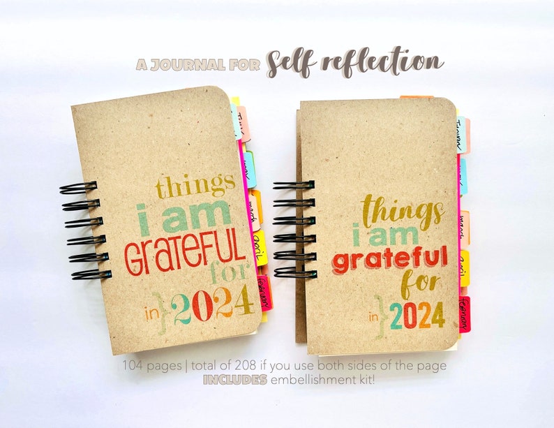 Spiral Notebook Self Reflection Journal with Craft Kit Mixed Paper Junk Journal Positive Thinking Mindfulness Journey Self Care Mindset Book image 1