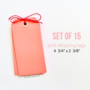 Juego de 15 etiquetas colgantes de papel rosa, suministros para diario basura, etiquetas de envío en colores pastel, etiquetas de regalo, material efímero para álbumes de recortes, material para collage, suministros para diarios artísticos
