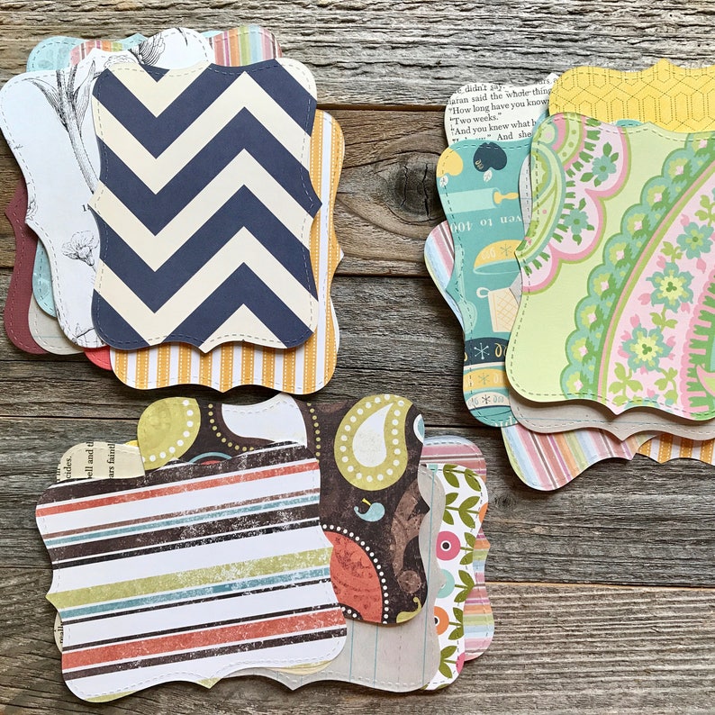 Top Note Die Cut Cardstock Die Cut Label Shape Bracket Etsy