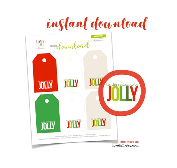 christmas labels kraft christmas tags,red christmas tags digital christmas tags Tis the season to be jolly tags Printable Christmas tags