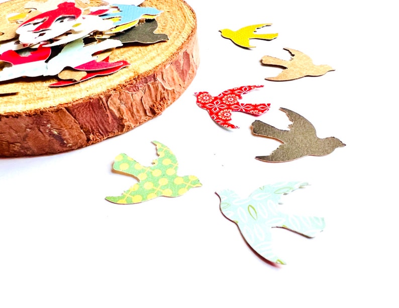 Bird Confetti Paper Die Cuts Dove Swallow Paper Bird Ephemera Fussy Cut Outs Wedding Confetti Collage Fodder Patterned Scrapbooking Supply image 2