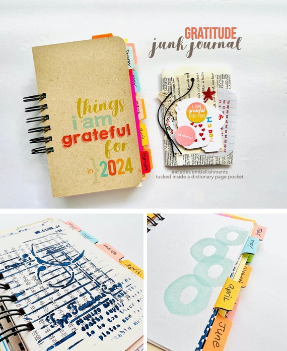 Self Care Jotter Gratitude Journal Spiral Bound Positive Thinking Notebook  Mixed Media Papers Self Reflection Thankful Book Joy Happiness 