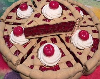 Cherry Pie Slice Keychain Fidget Clicker