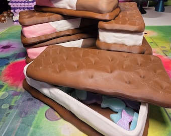 3D Printed Ice Cream Sandwich Trinket Box, Dessert Jewelry Storage Container