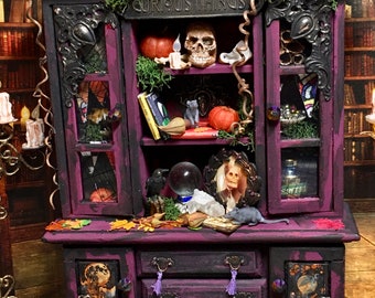 Dollhouse Miniature Cabinet, Halloween Cabinet of Curious Things