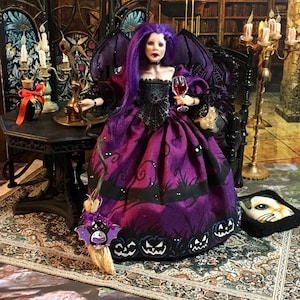 Miniature Witch, Dollhouse Witch, Witch Doll, Bat Witch Lilith Nightshade