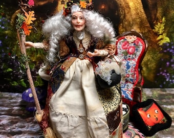 Miniature Witch, Witch Doll, Dollhouse Witch, Miniature, Good Witch Millie Greyhawk