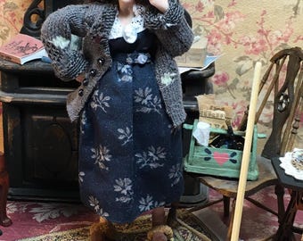 Dollhouse Miniature, Miniature Doll, 12 Scale Doll, 1940 Style Doll, Hand Made Miniature, Frances Hardcastle