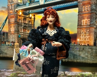 Handmade Dollhouse Doll, Miss Audrey Thistledown, 1940s Style