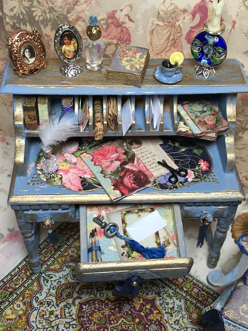 Miniature Ladies Desk OOAK Miniature Desk Miniature Etsy