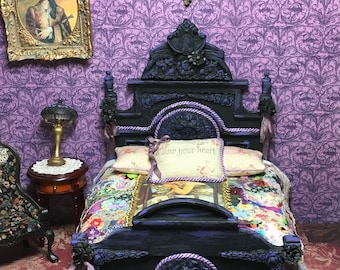 Dollhouse Miniature Furniture, Dollhouse Bed, Victorian Miniature Bed, The Lady Pandora Bed