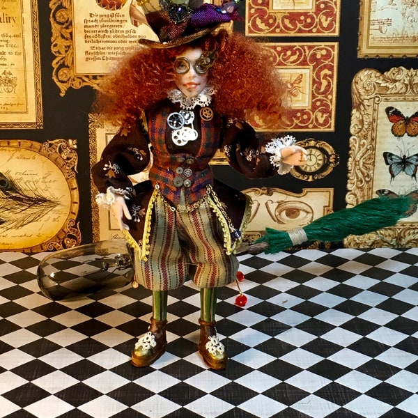 Steampunk Miniature, Dollhouse Miniature, Poupée Miniature, OOAK Miniature, Electra Timebender The Steampunk Witch
