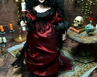 Miniature Doll, Dollhouse Doll, Miniature Vampire, Hand Made Miniature, Lady Kira Nighthawk