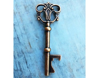 Bulk Skeleton Key Bottle Openers Antiqued Copper Large Skeleton Keys Steampunk Vintage Style Wedding Key Favors Key Pendant 3 inches 65 Keys